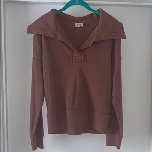 BKE Brown Ribbed Knit Top